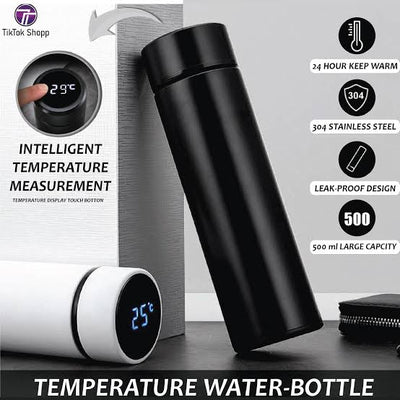 (500 Ml ) Temperature Display Indicator Insulated Stainless Steel Hot & Cold Flask Bottle (random Color)