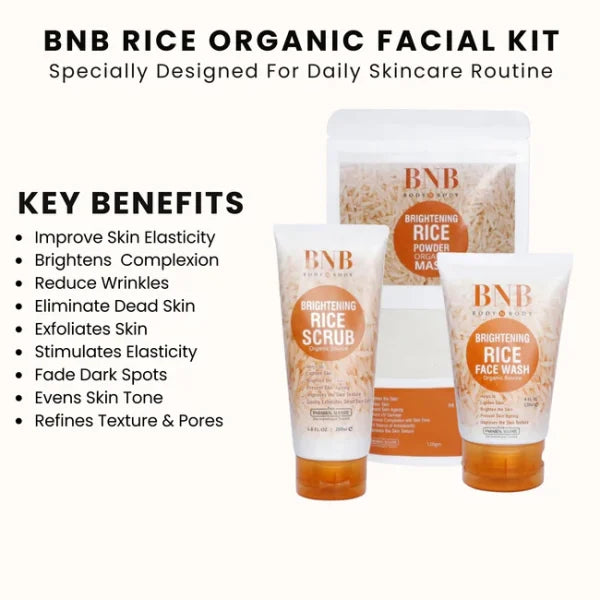 Bnb Whitening Rice Organic Glow Kit | Organic Rice Facial Skin Care Kit, Brightening Face Scrub (without Box) Product ID: 1485172