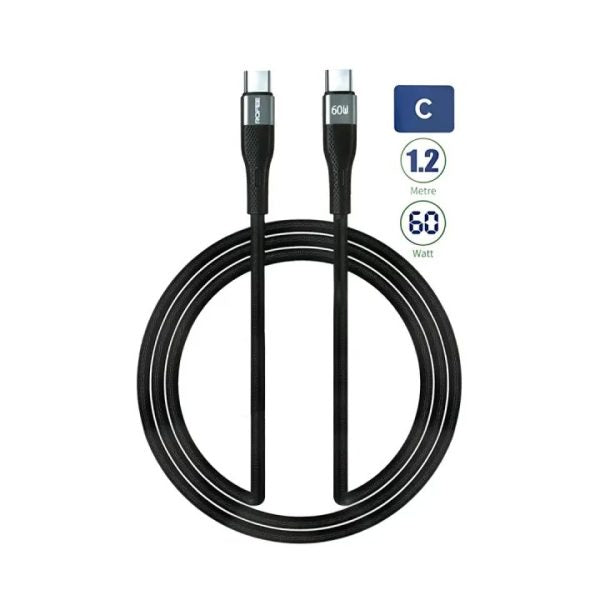 Rofee 502-c Smart & Fast Data Cable 60w 1.2m C2c Aluminum Alloy+tpe Cable Black